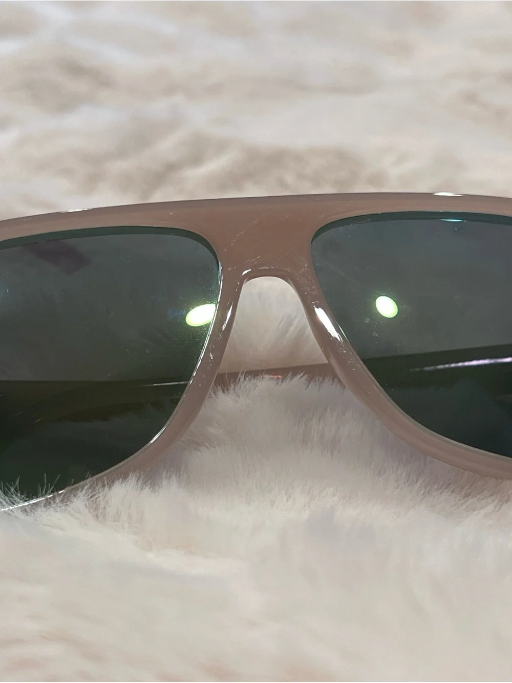 Aviator-Style Sunglasses in Nude Beige with Dark Lenses